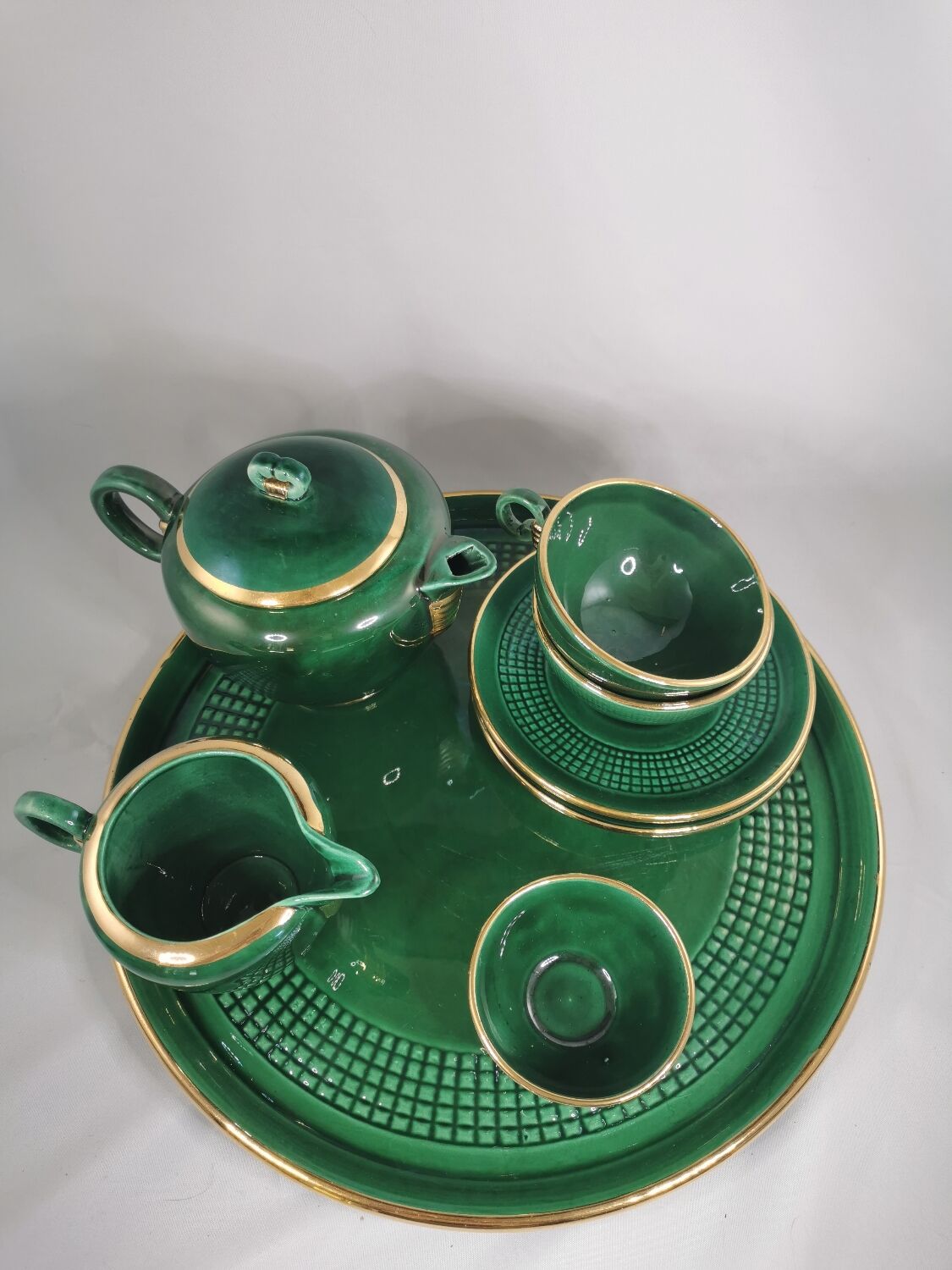 Service à thé DUO, Saint Clément, Vintage, vert