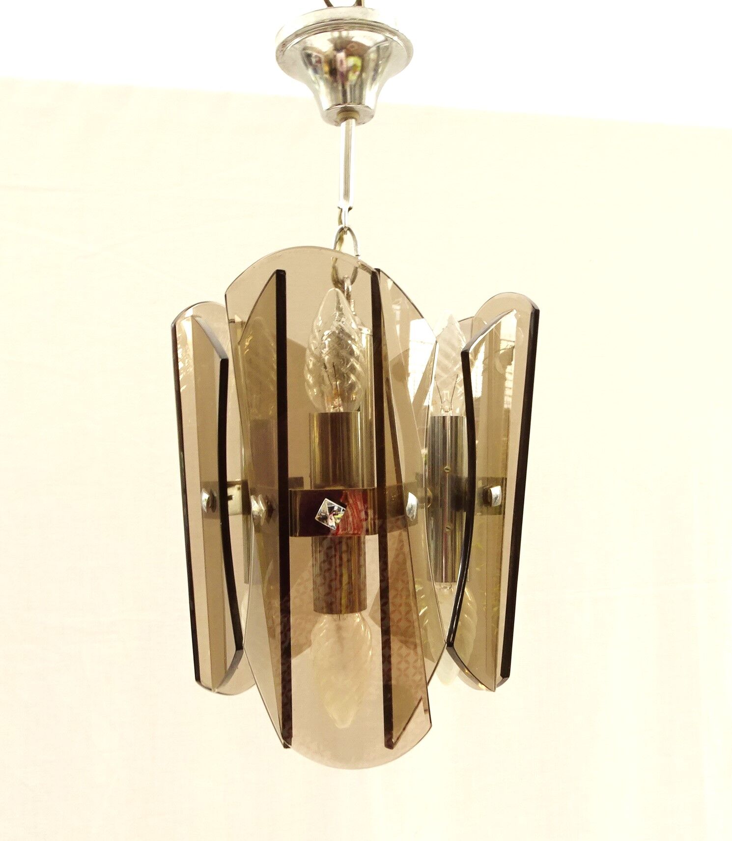 Design chandelier in smoked glass 6 lights