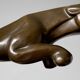 Large Art Deco bronze patinated Jaguar sculpture on an architectural base.