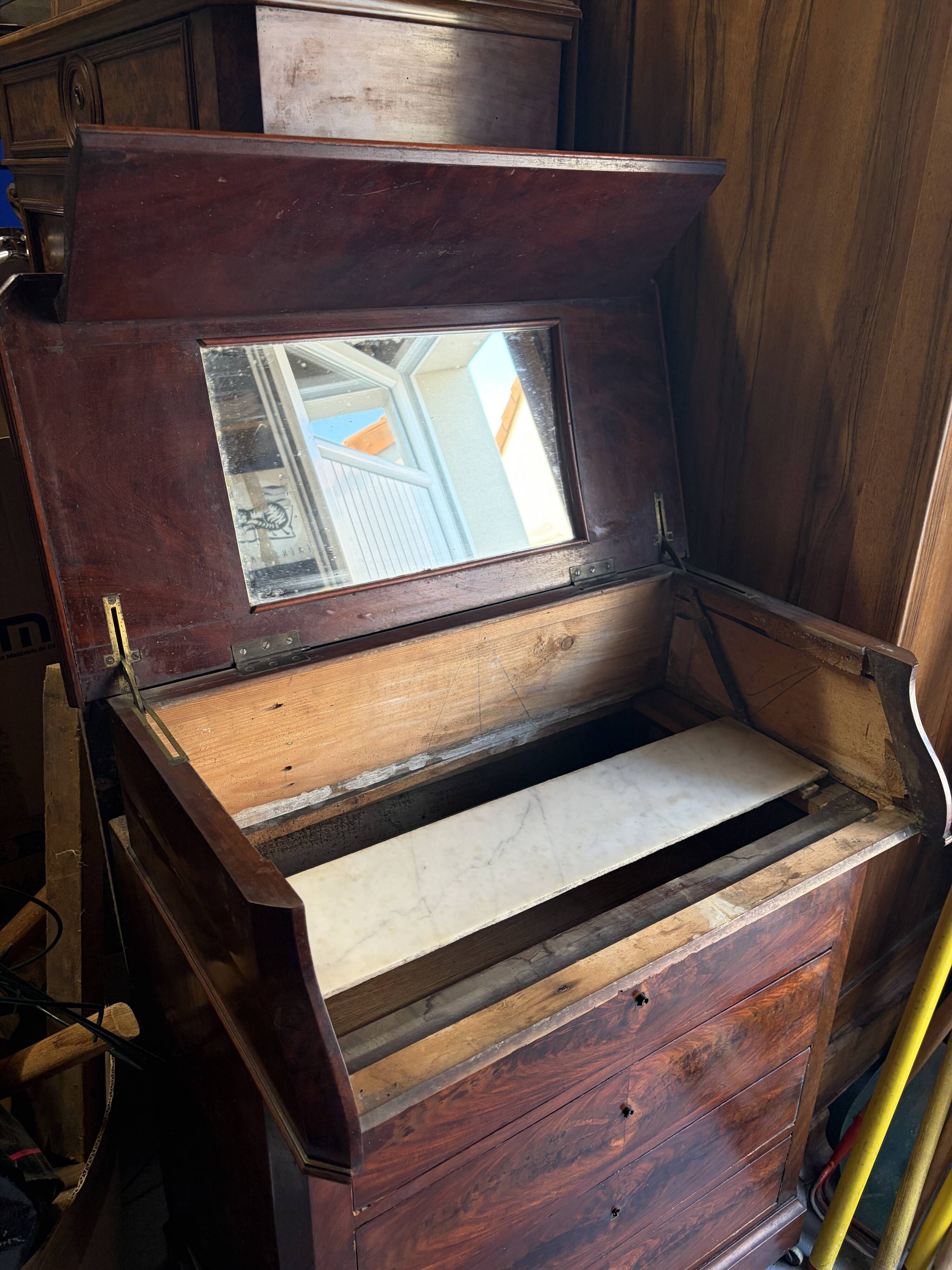 Louis-Philippe mahogany railway toilet commode