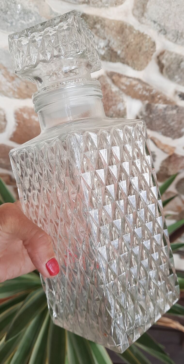 Carved glass decanter