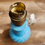 Pied de lampe en opaline turquoise