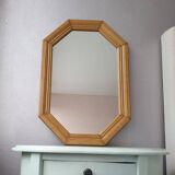 Light oak wooden mirror 80s 52x35cm
