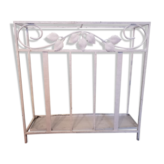 White wrought iron umbrella holder