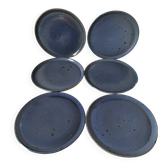 6 speckled midnight blue stoneware dinner plates