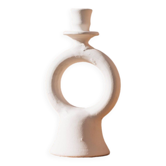 Arif white ceramic candle holder