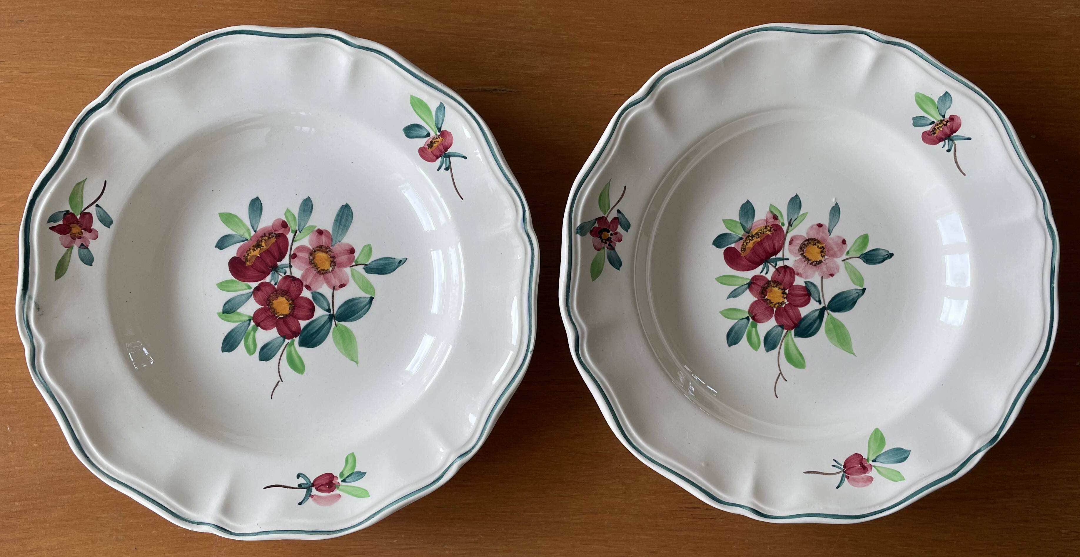 7 large antique deep plates in Sarreguemines earthenware