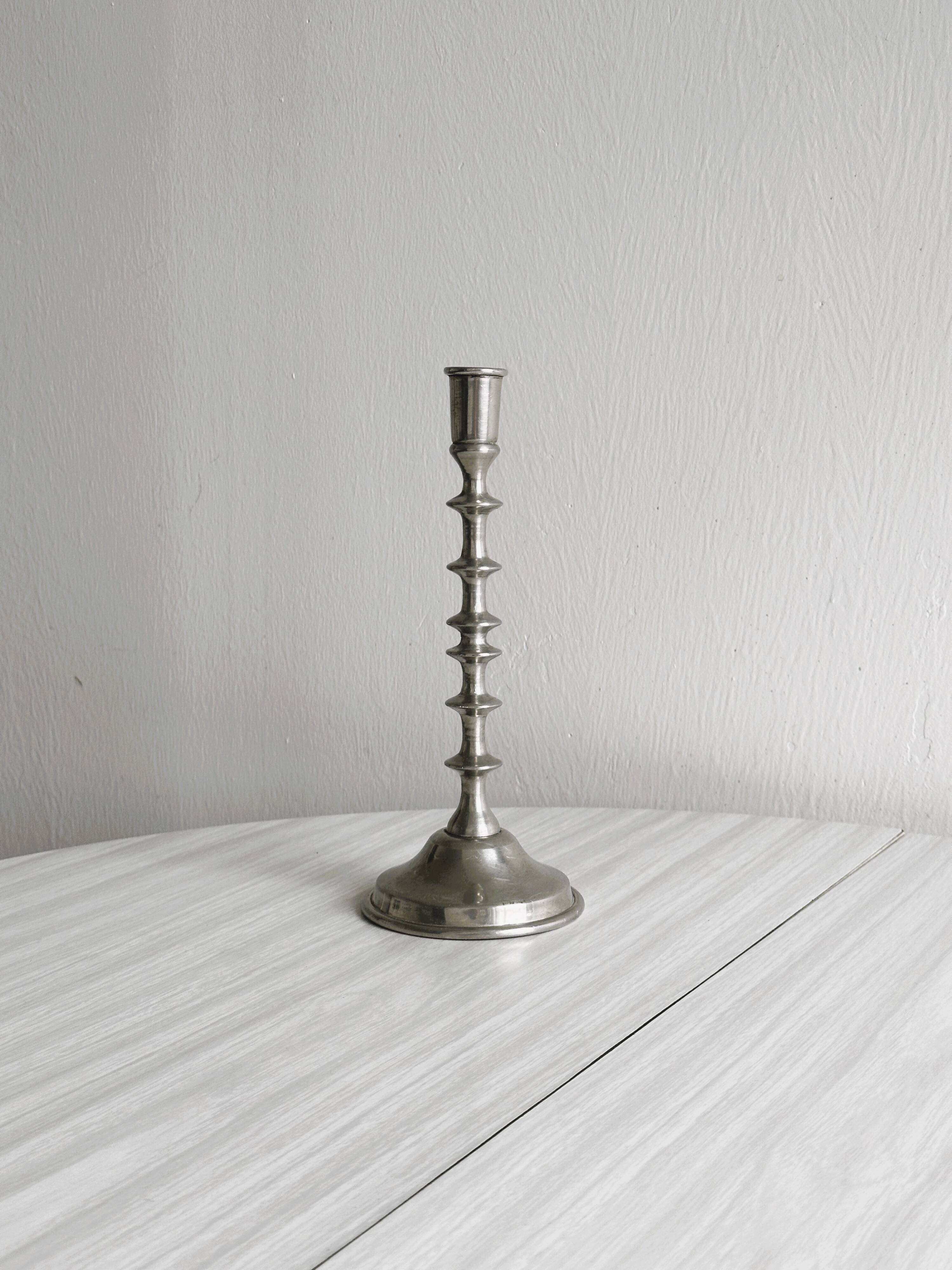 Silver metal candle holder