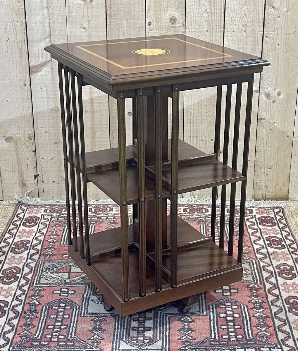 English mahogany revolving library from the 1950s