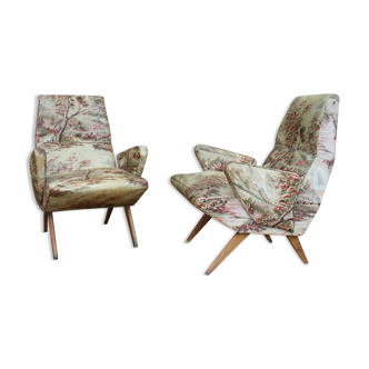 Pair of Italian club armchair from the 50s Nino Zoncada