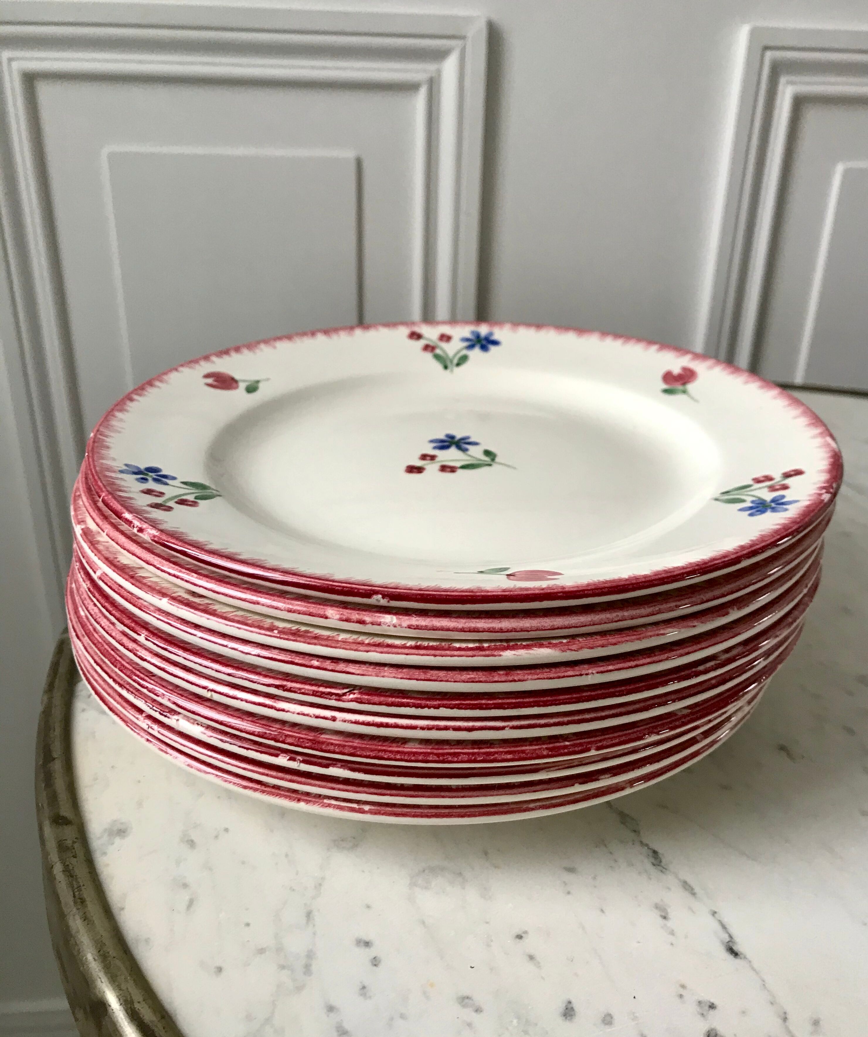 Set of 10 dessert plates badonviller model "dany" years 30-40