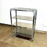 Vintage chrome rack with crystal smoked glass