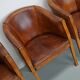 Art deco style dutch cognac leather club chairs, set of four