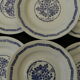 6 flat plates in earthenware from SAINT AMAND. Blue decoration.