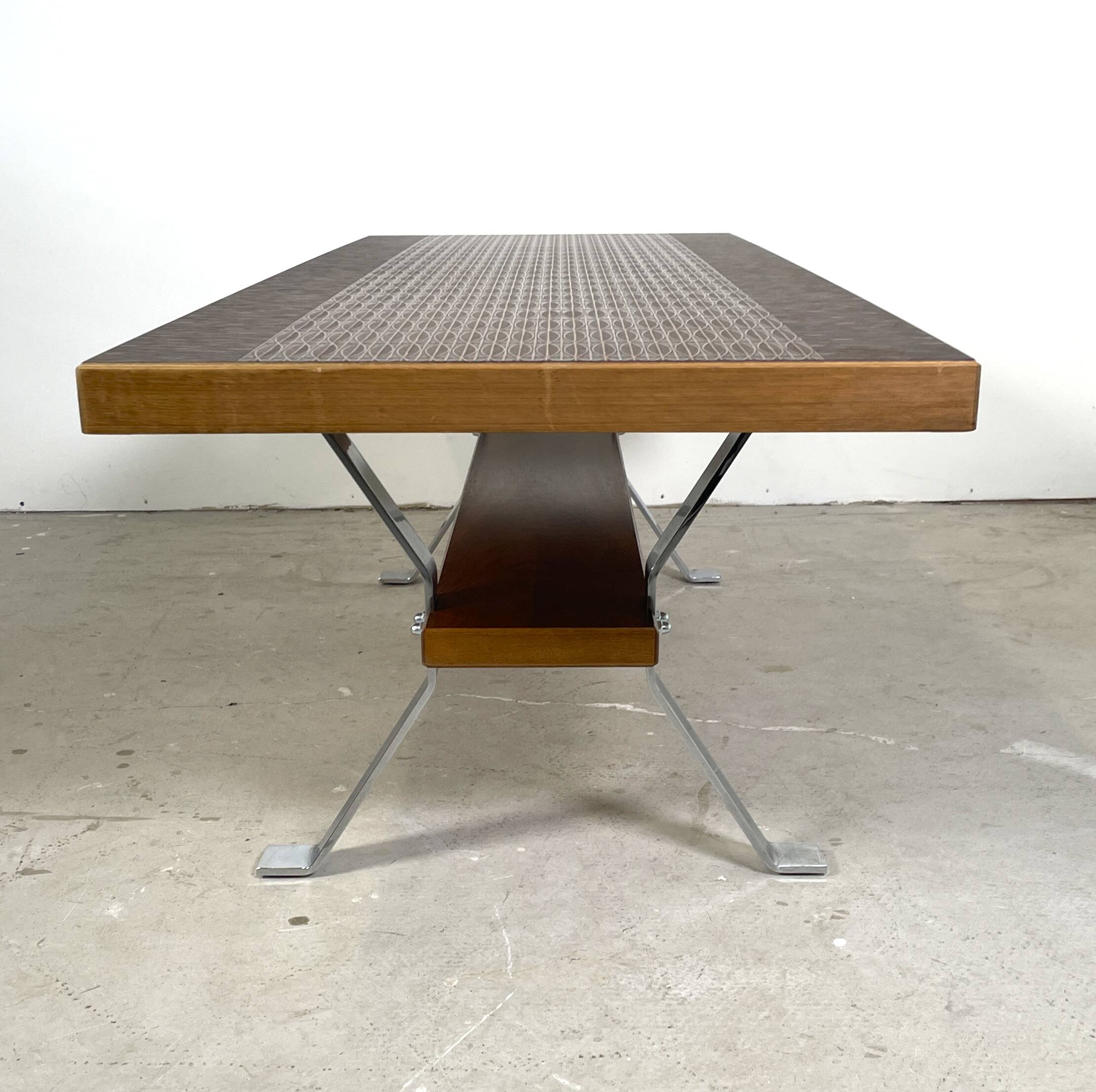Vintage coffee table with copper top and chrome legs