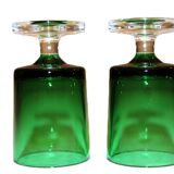 8 verres à liqueur en verre émeraude par Luminarc modèle Suède, années 70