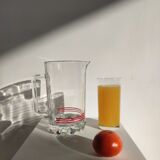 Vintage Italian orangeade pitcher made of red striped glass