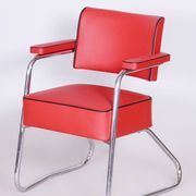 German Bauhaus Armchair in Leather attributed to G. Rohde for Mauser, 1930s
