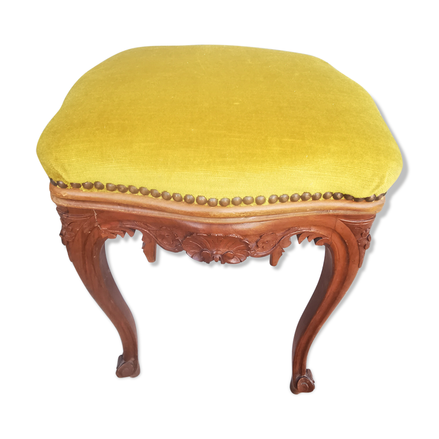 Piano stool style Rocaille seated velvet