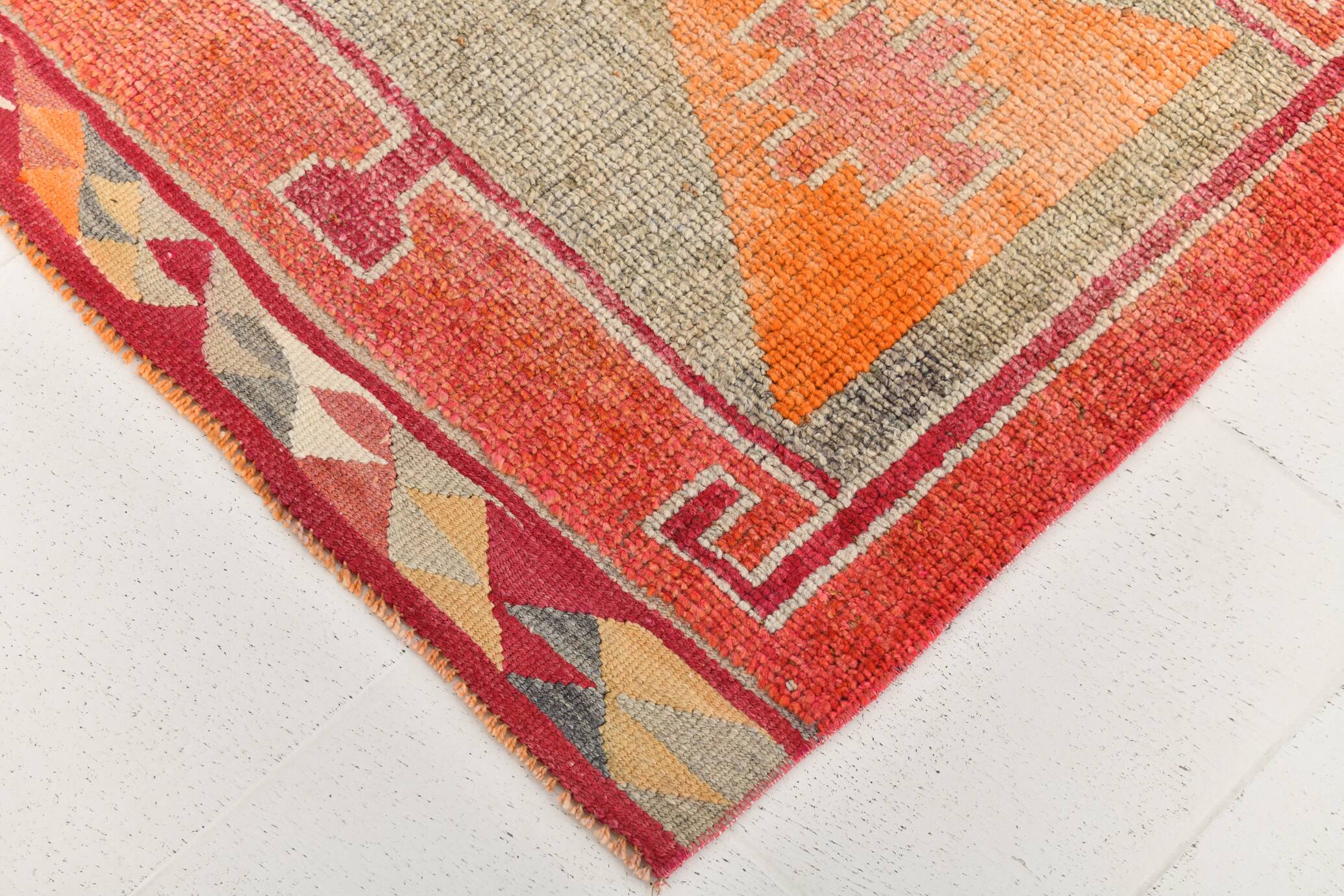 Runner Kilim Anatolien Vintage – Motifs Géométriques, Tissé Main, 96x352 Cm