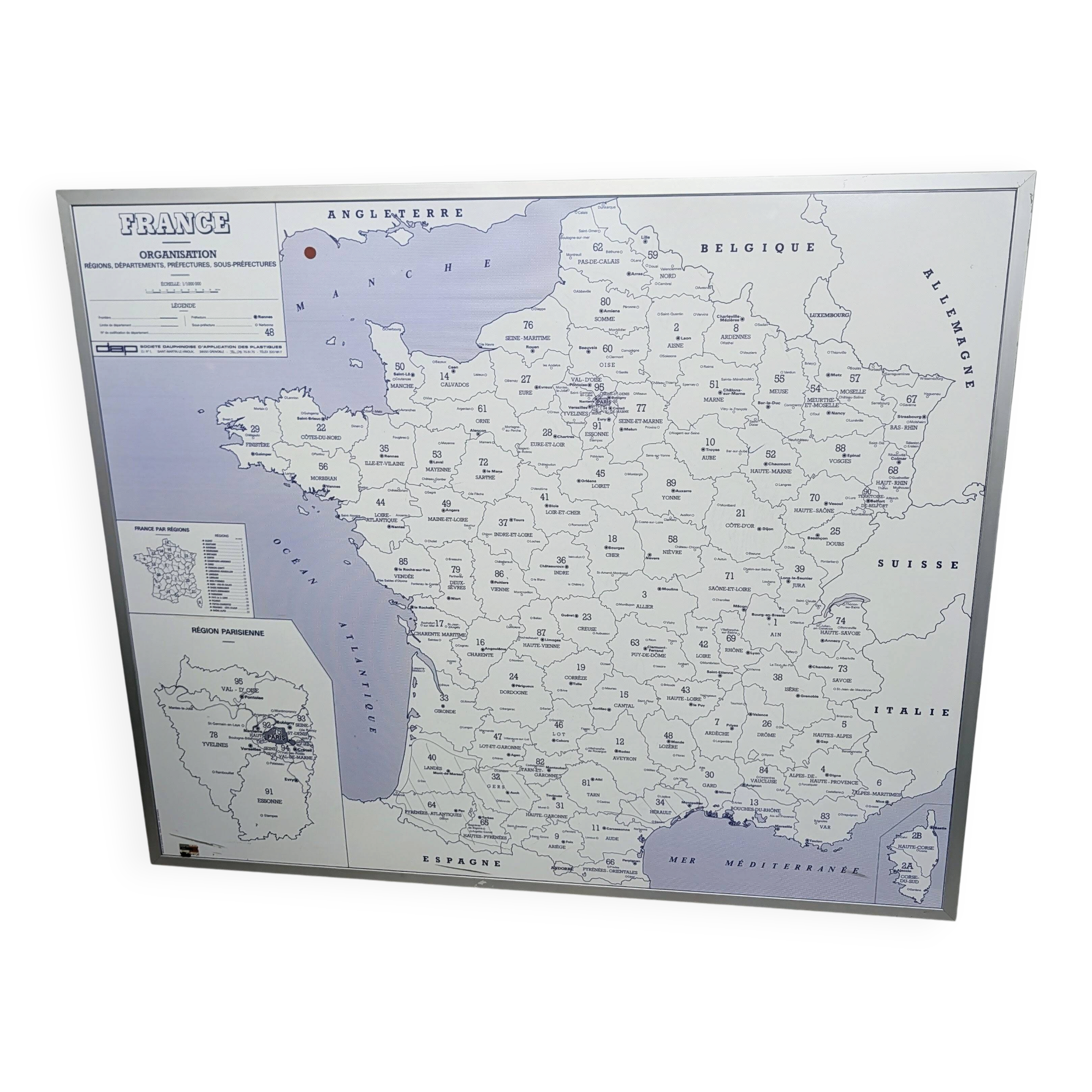 Carte de France administrative encadrée