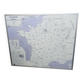 Large framed map of administrative France.