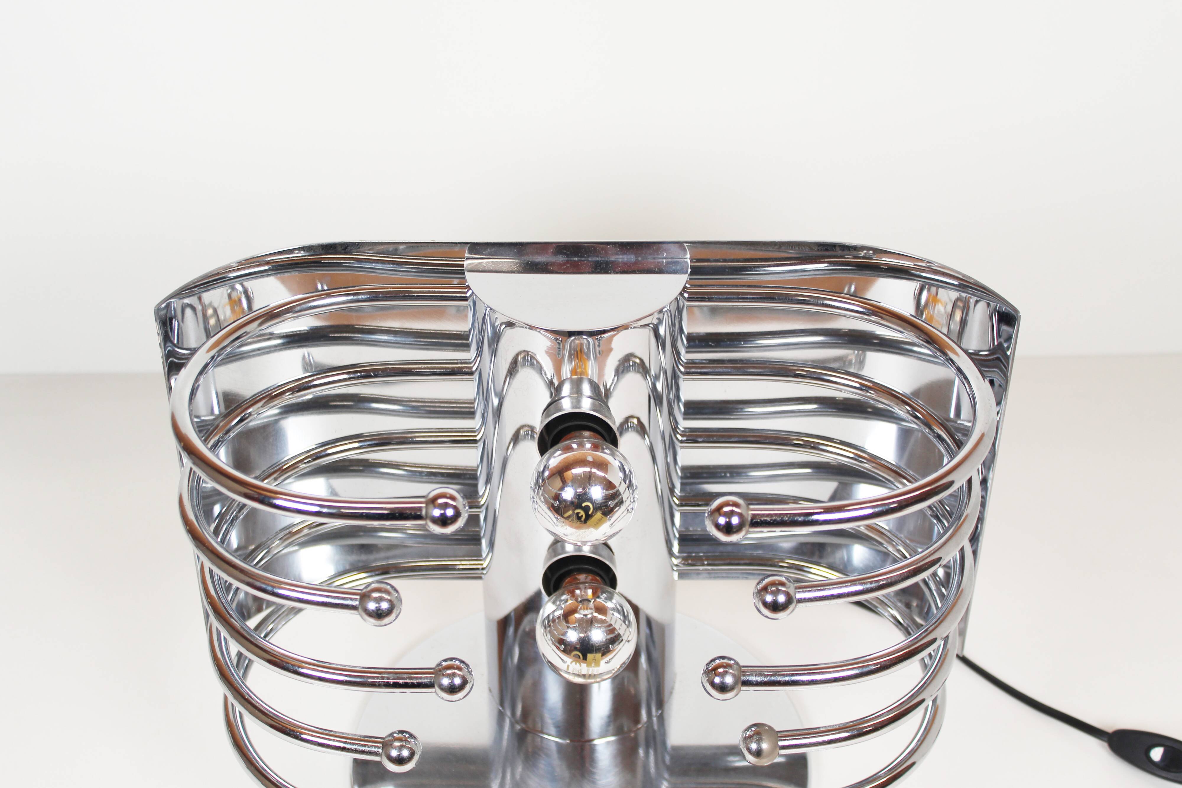 Unique & exceptional Italian 1960s Space age chrome table lamp