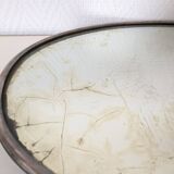 Plateau miroir ancien oval cadre en métal