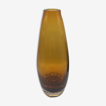 Scandinavian ovoid vase in amber glass circa 1960