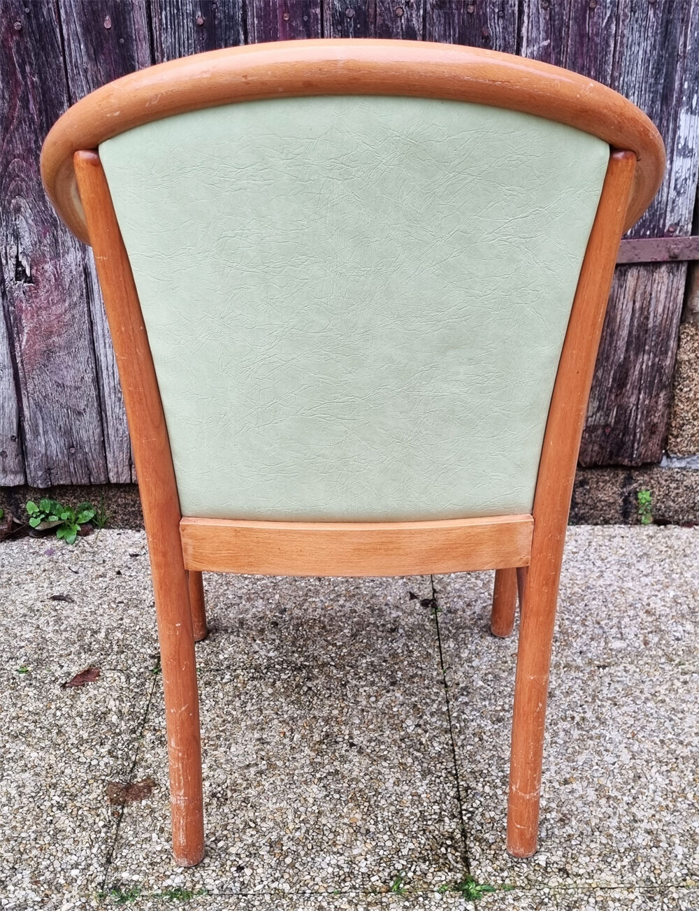 Pair of armchairs curved wood varnished skaï 70s