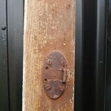 Ancient paneled solid oak door with 3 windows