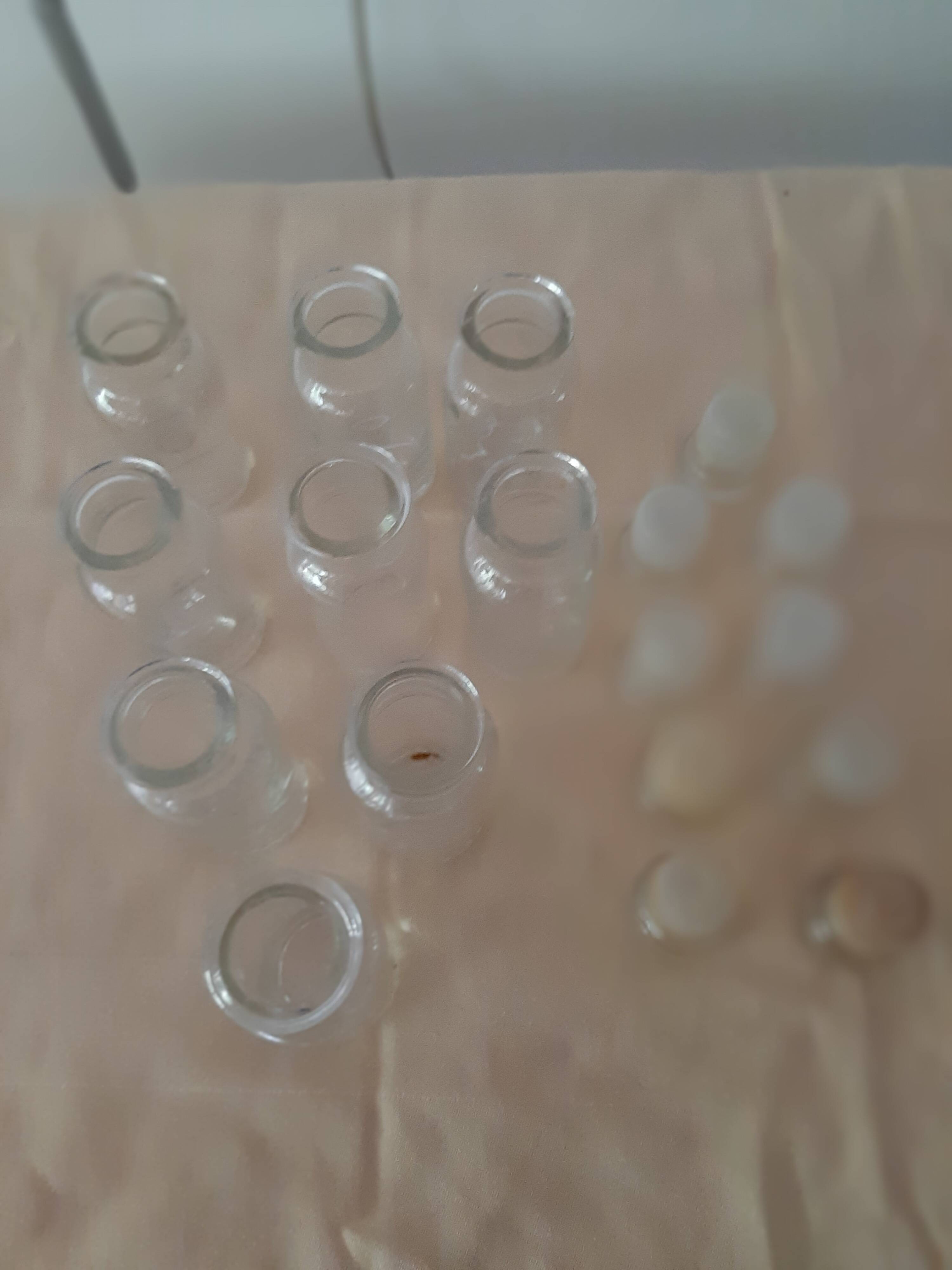 9 vintage thick glass spice bottles