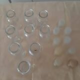 9 vintage thick glass spice bottles