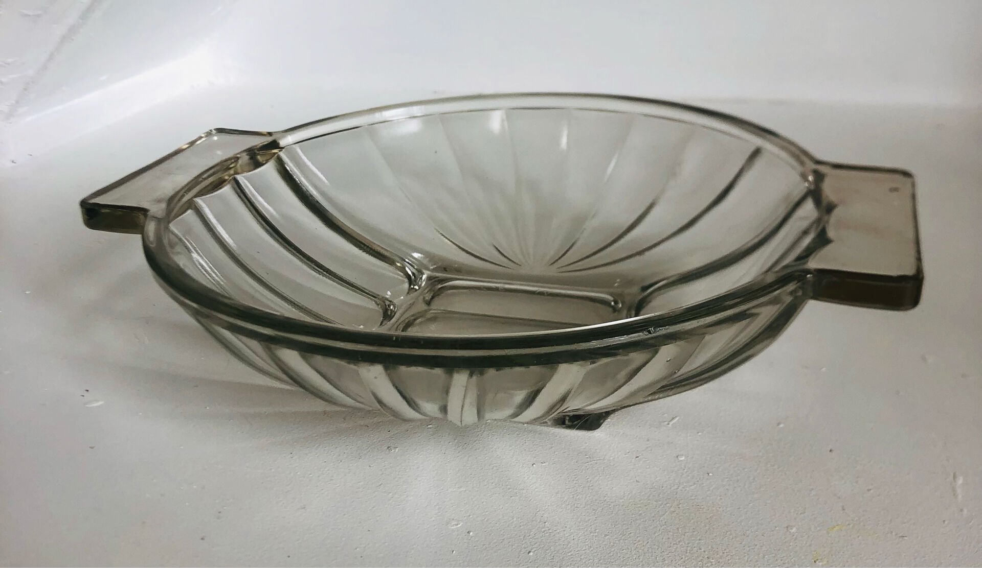 Art Deco pressed moulded glass bowl made in France