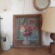 Huile sur carton bouquet de fleurs vintage
