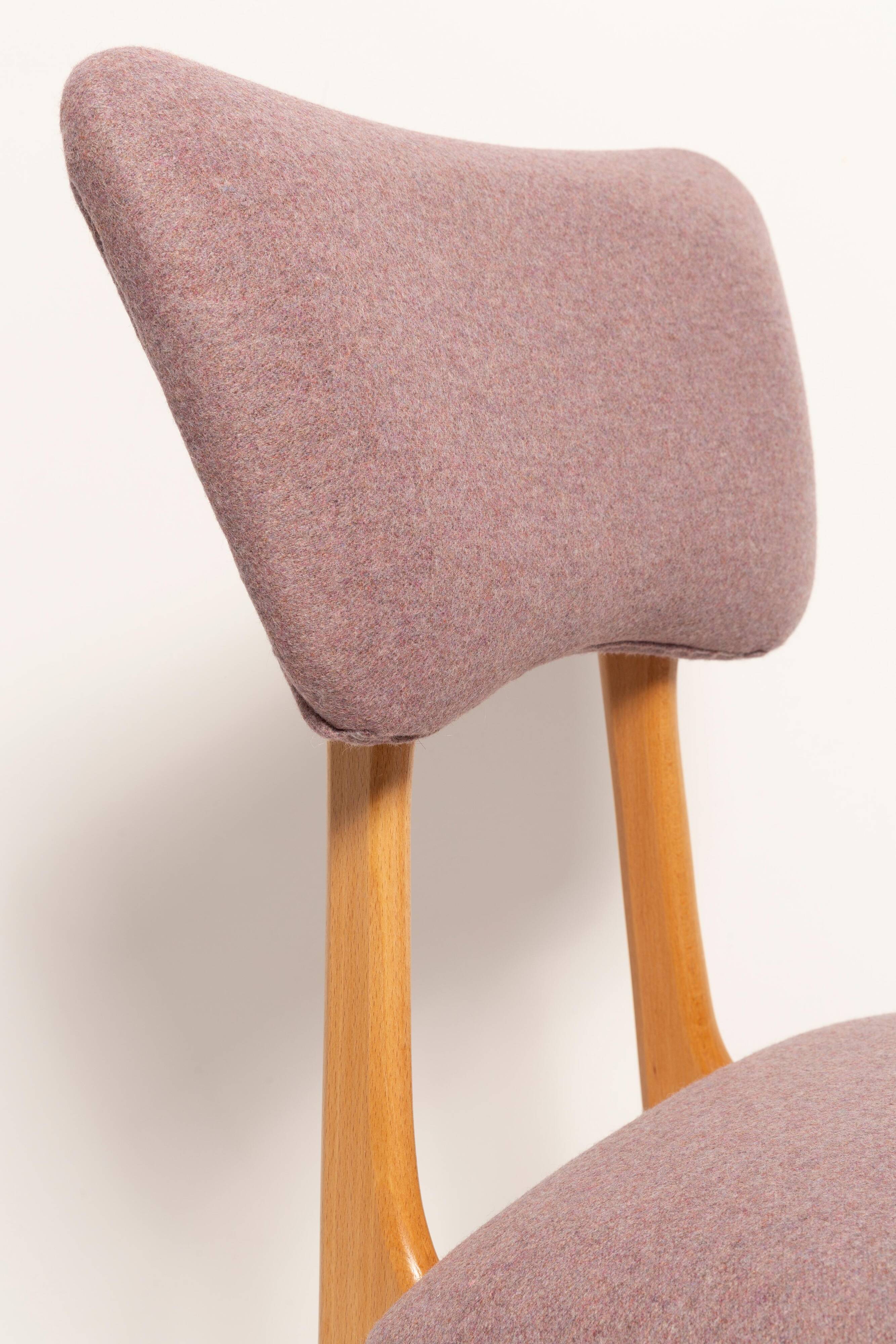 "Butterfly" dining chair, boucle pink wool, light wood