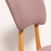 "Butterfly" dining chair, boucle pink wool, light wood