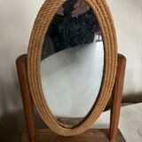 Produit BHV  Miroir de table en corde et bois brut 1970