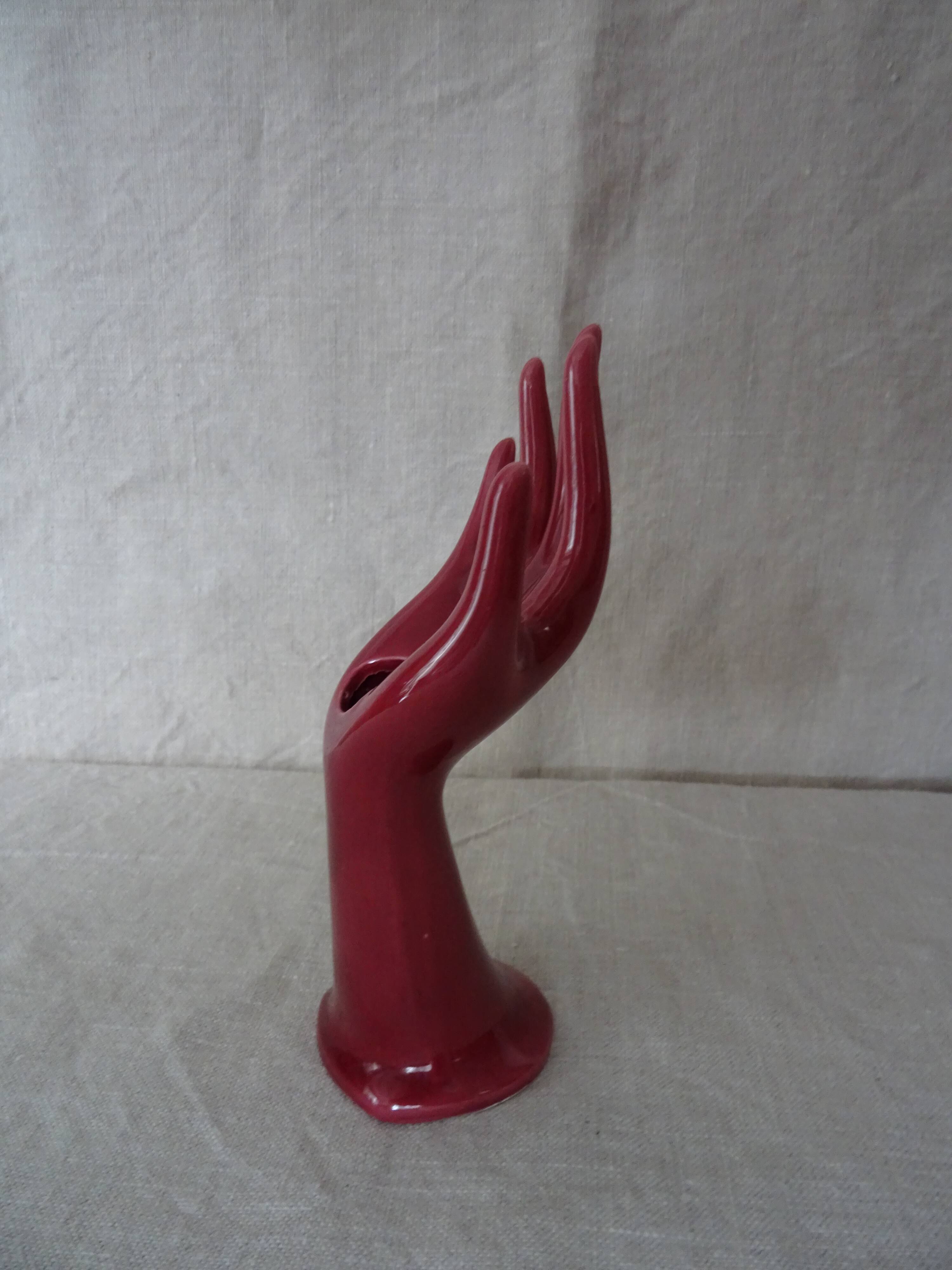 Hand ceramic fig tree color red burgundy