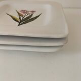 Trio of square Deruta plates signed MARI E.C., botanical decoration 962.21