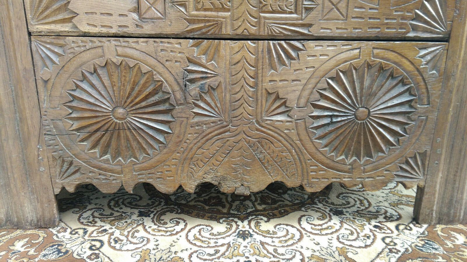 18th Century Louis XIII carved oak chest, Louis XIV