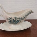 Old Saucière with white and green earthenware handle