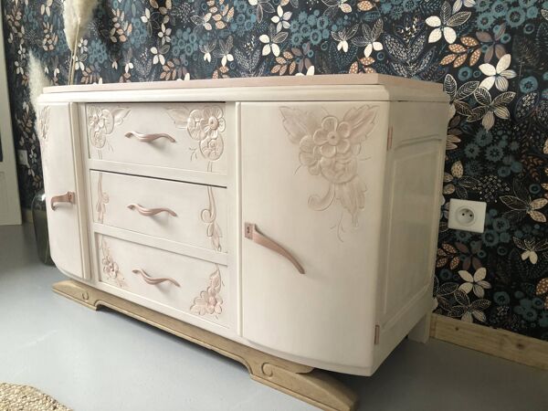 Commode Art Déco pied moustache  relookée