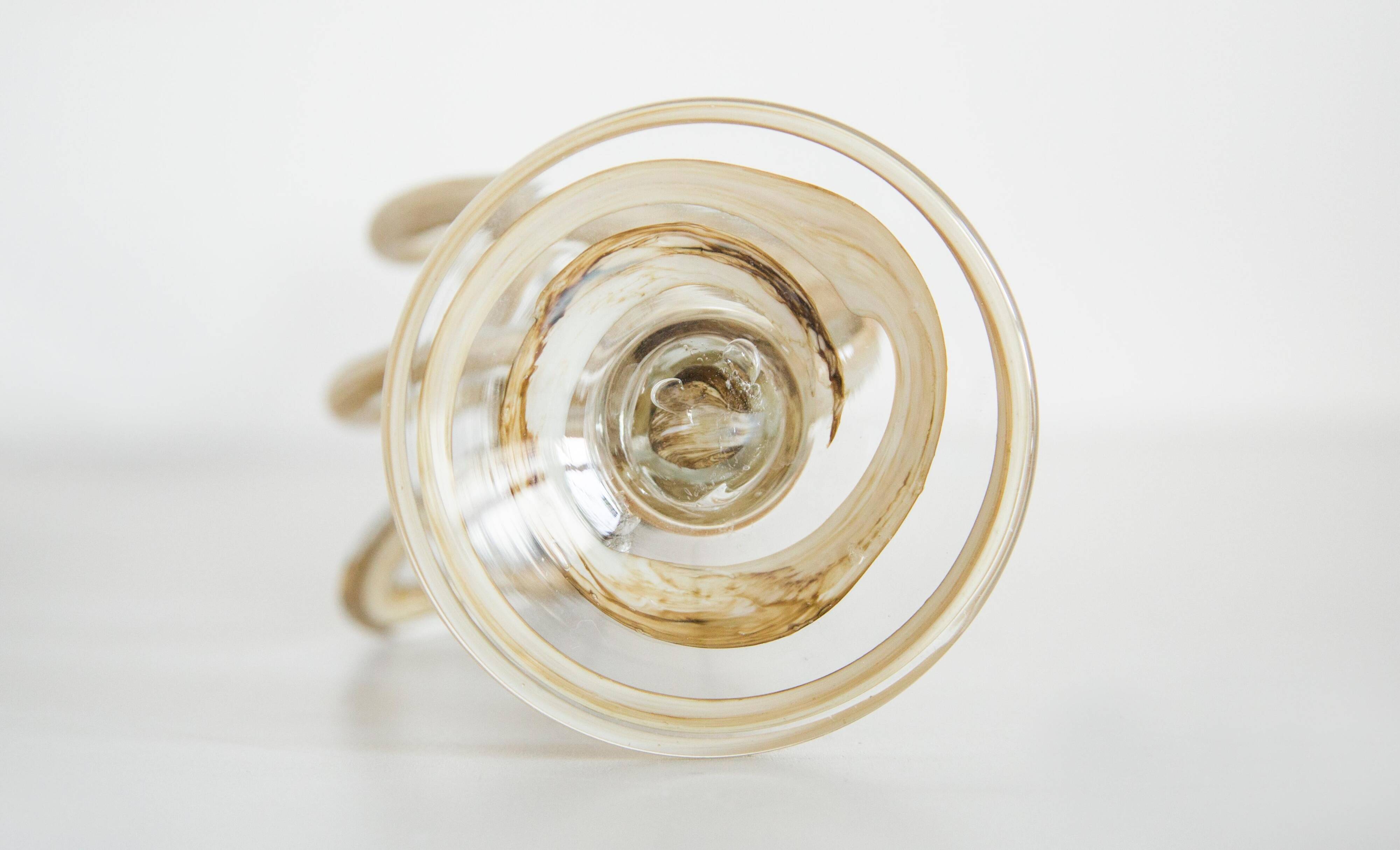 Vintage mid-century artistic vase, beige sand, Murano glass, Europe, 1970.