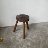 50s tripod oak stool
