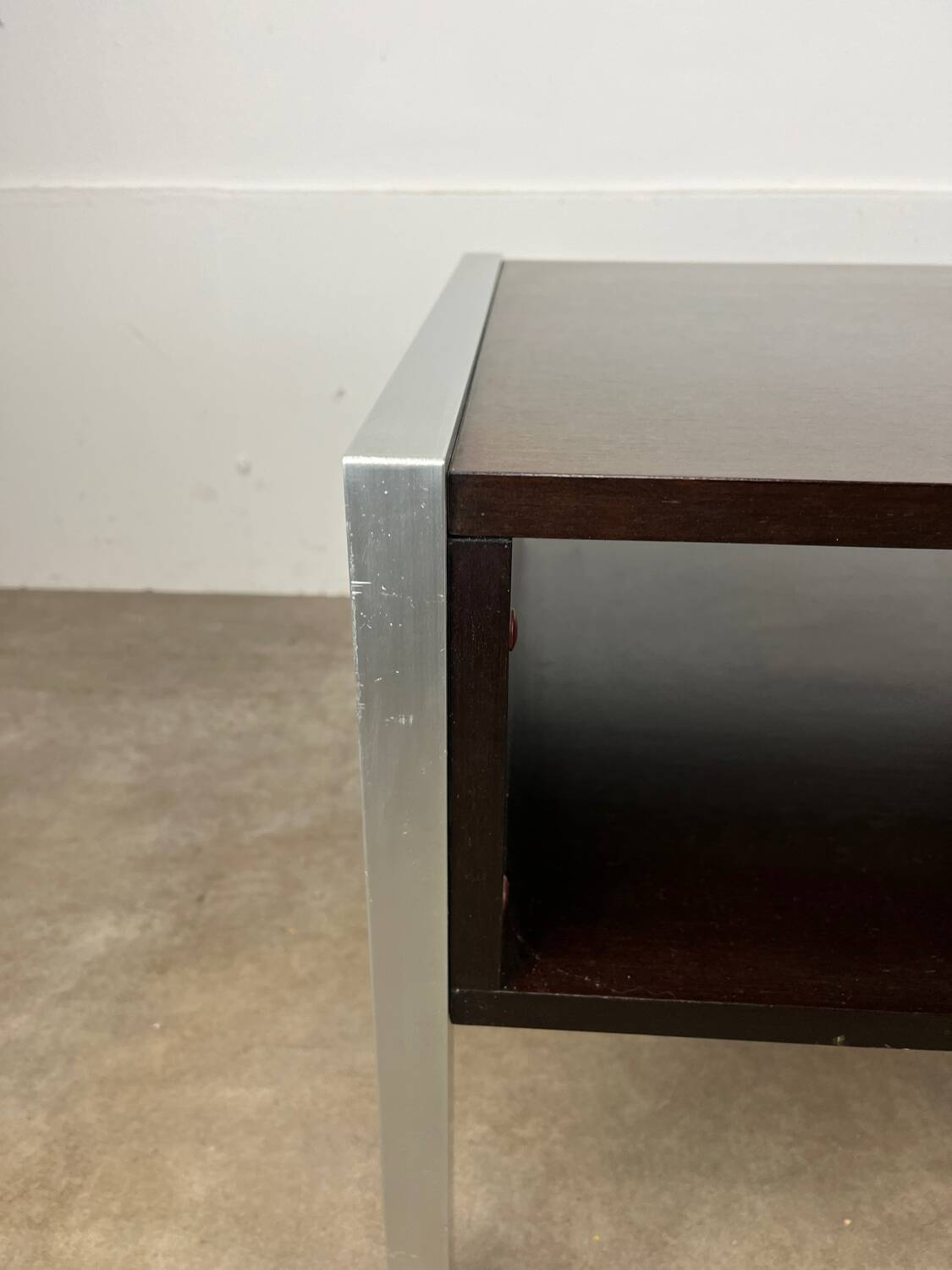 1970s coffee table in teak and aluminium