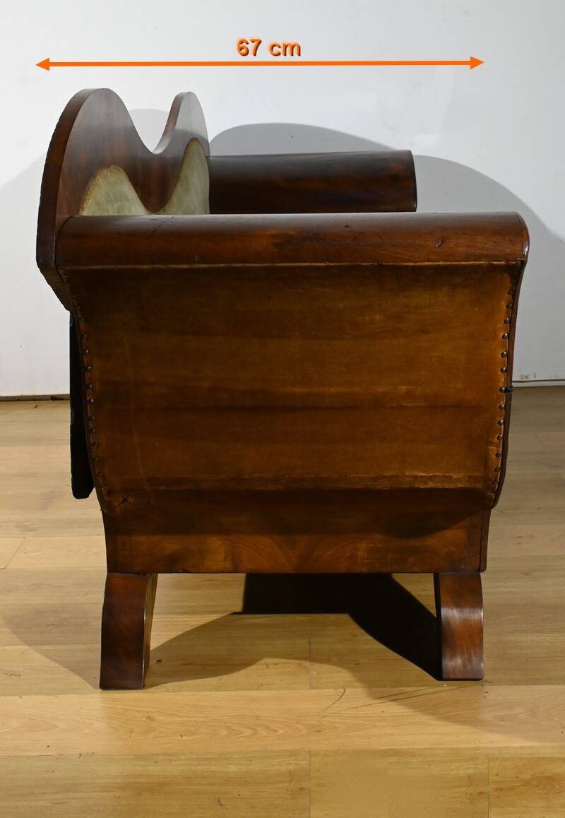 Mahogany Burl Sofa, Biedermeier Style – Late 19th Century