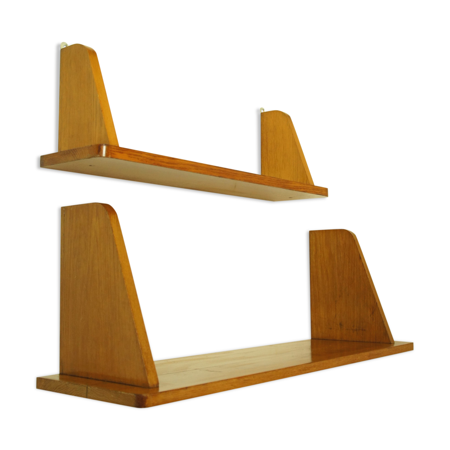 Set of 2 shelves solid oak 1950