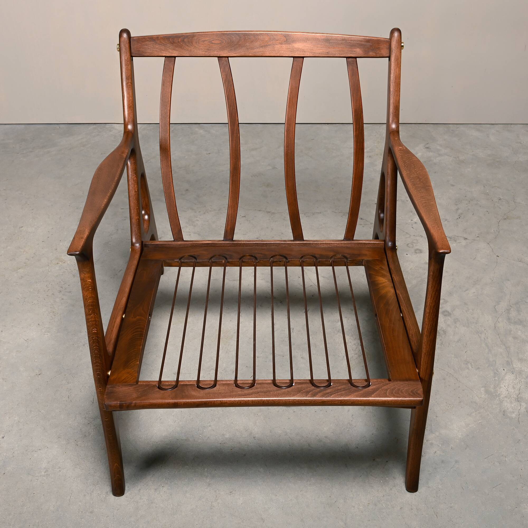 Pair of Mid-Century Italian Armchairs in stained Beech and Green Cushions