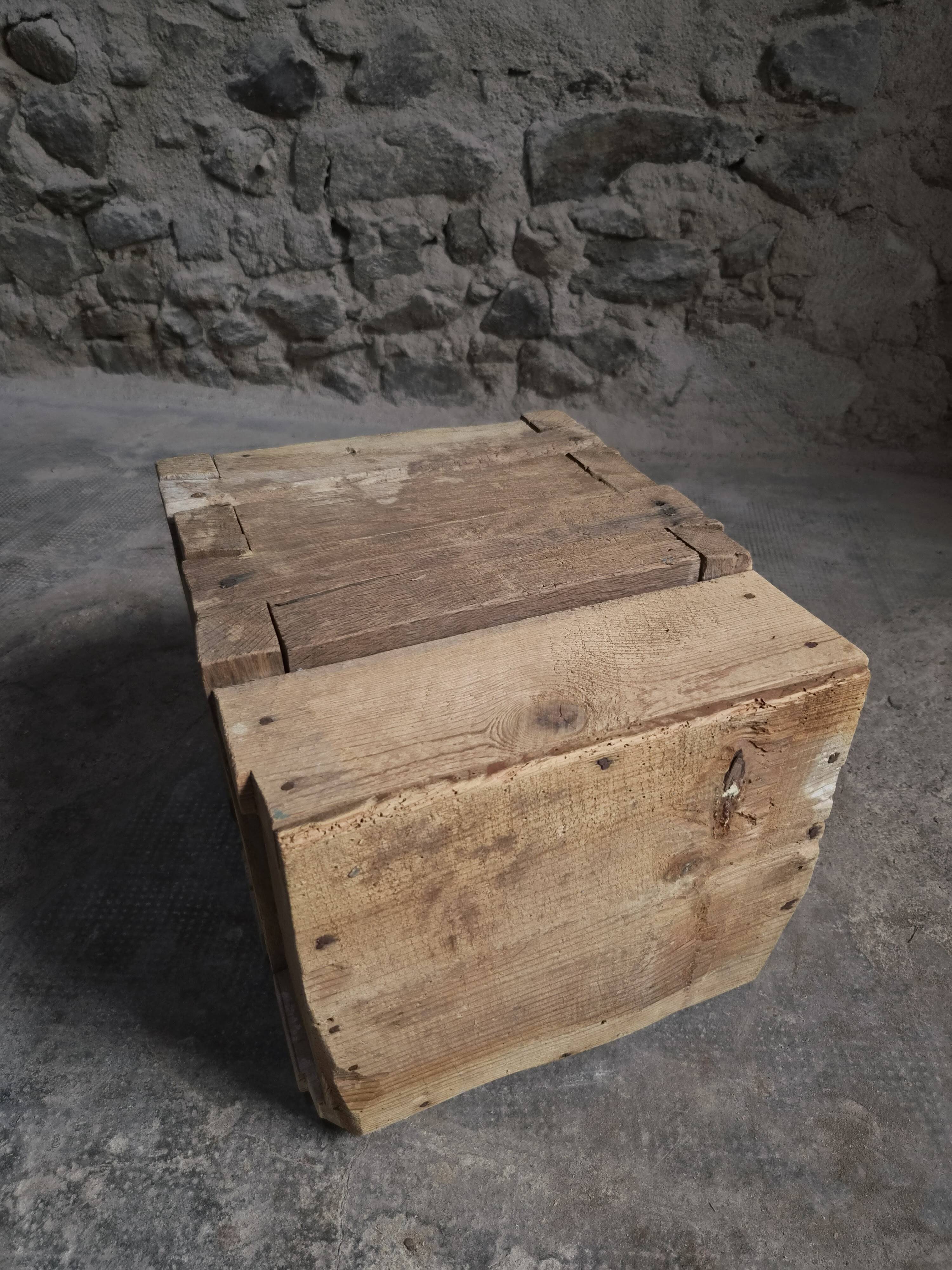 French antique oak safe, lockable rustic chest, circa 1750–1850.